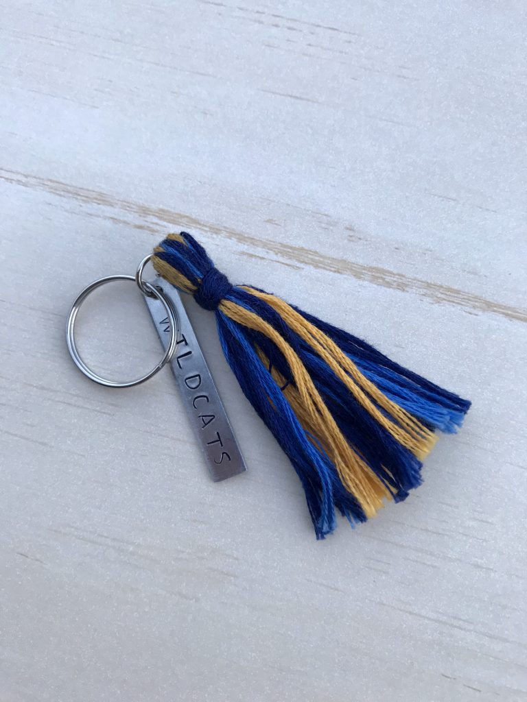 Keychain Tassel: One of the completed keychains we gave to teachers.