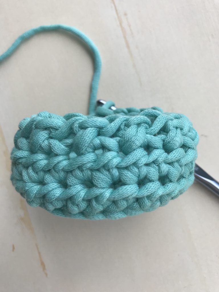 Crochet Bottle Cozy: Rounds 1-6 complete