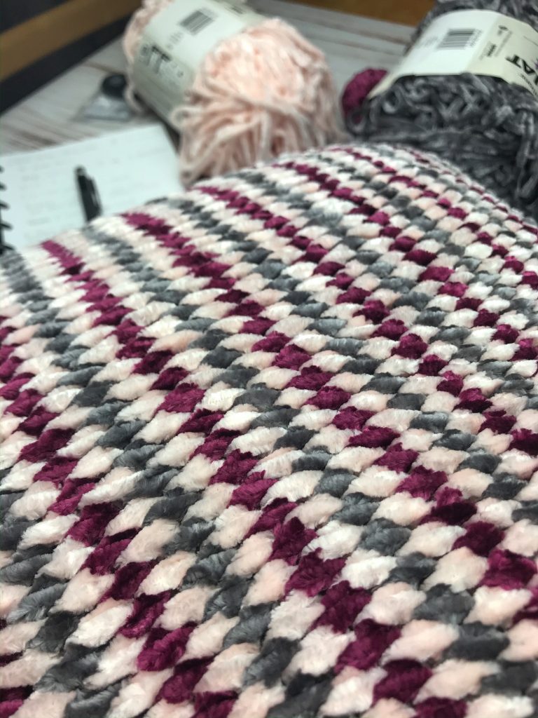 Back of the Sweetheart Stripes Pillow - a free velvet crochet pillow pattern.